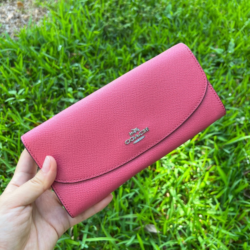 Coach Rouge F54009 Leather Slim Envelope In Wallet watermelon pink